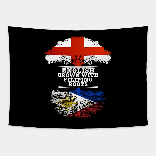 English Grown With Filipino Roots - Gift for Philippines With Roots From Filipino Tapestry by Country Flags