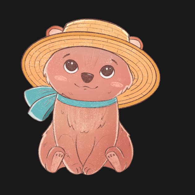 Baby bear in a hat by dariko art