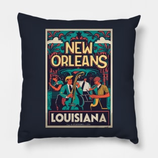 A Vintage Travel Art of New Orleans - Louisiana - US Pillow