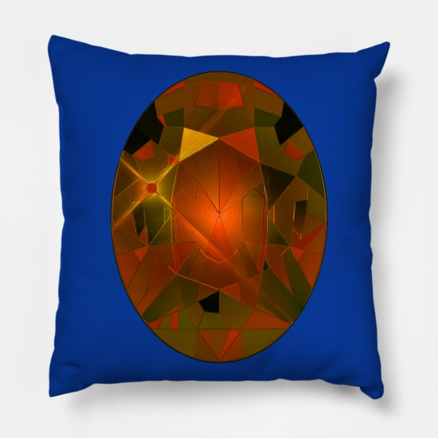 Orange and Yellow Oval Shape Gemstone Pillow by The Black Panther