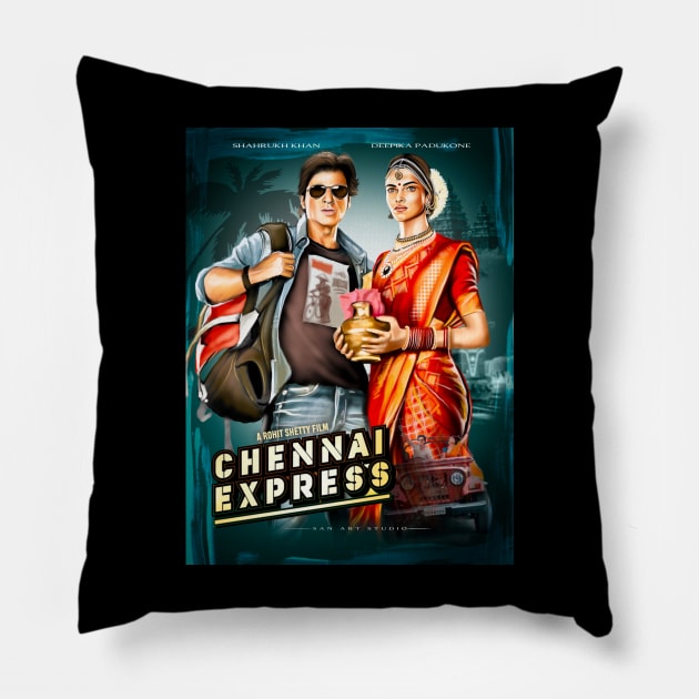 Shahrukh and Deepika Express Pillow by SAN ART STUDIO 