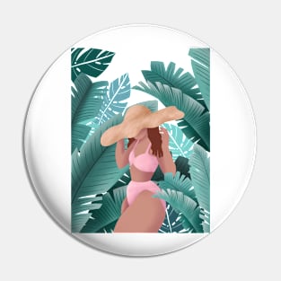 Plant Lady Summer, Beach and Palm Leaves Pin