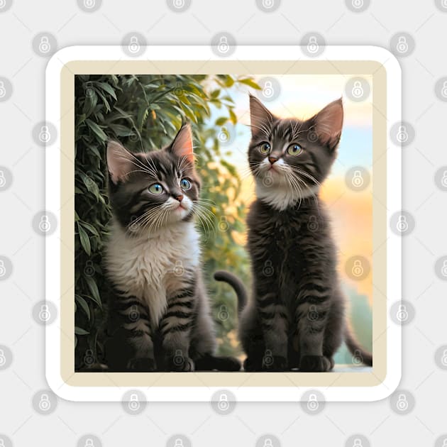 Cute Kittens Beautiful Cats Magnet by PlanetMonkey