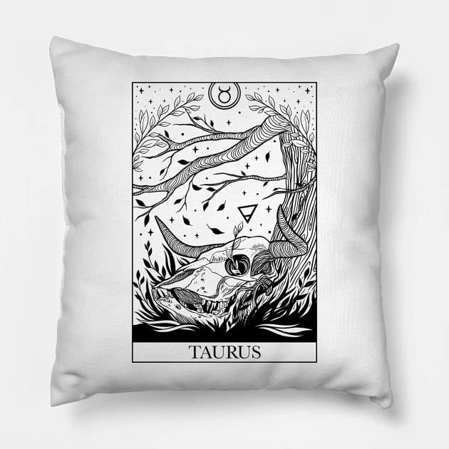 Zodiac sign tarot card Taurus Pillow by OccultOmaStore