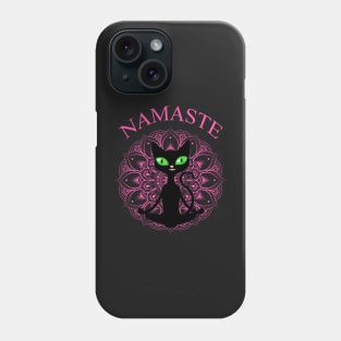 Funny Namaste Cat Yoga Pink Mandala Phone Case