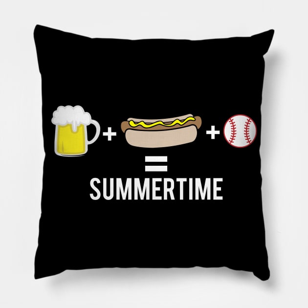 Baseball - Beer + Hot Dog + Baseball = Summertime Pillow by fromherotozero