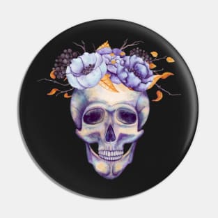 Skull with Flowers Pin