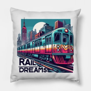 Subway Train, Rail Dreams Pillow