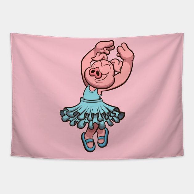 Pig In Tutu Tapestry by TheMaskedTooner