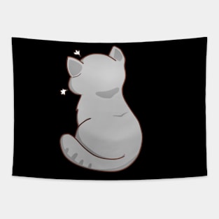 Kawaii Angry Gray Cat from the backside, Cat Lover Tapestry