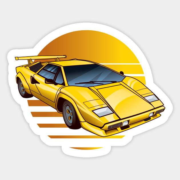 Yellow Lamborghini Countach - Lamborghini - Sticker | TeePublic