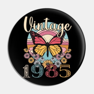 Floral Butterfly Retro Vintage 1985 38th Birthday Pin