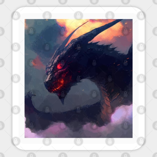 Sticker Dragon Dark Fantasy