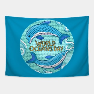 Dolphins At Play for World Ocean Day Tapestry