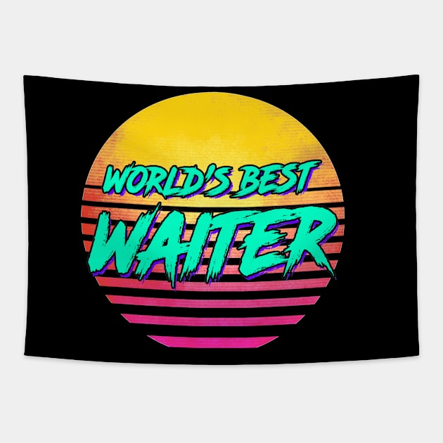 Funny Waiter Retro 1980s Gift Tapestry by GWENT