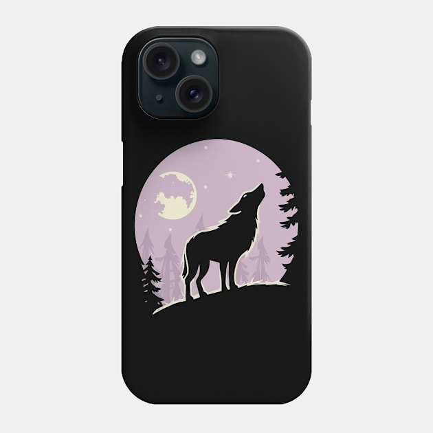 Full Moon Wolf On Mountain Habitat Phone Case by rn-eshop