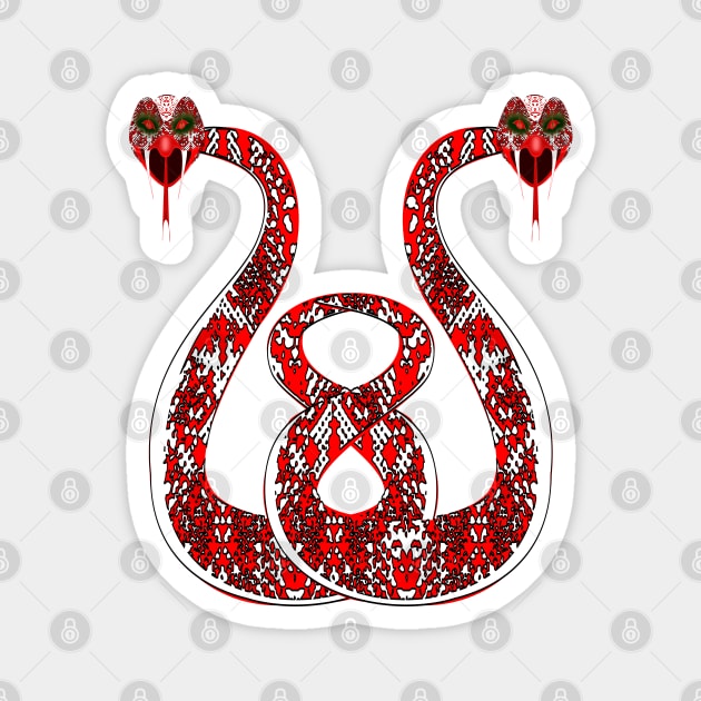 Snakey - Eight Siamese Serpent Magnet by geodesyn