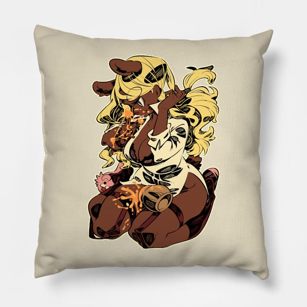 Bear girl Pillow by Rafchu