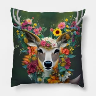 Deer Flowers Pillow