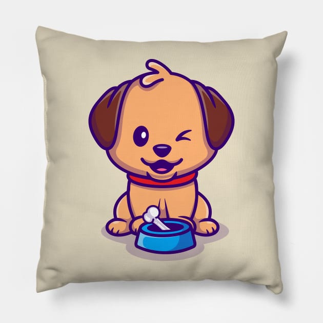 Cute Dog Sitting Cartoon Pillow by Catalyst Labs