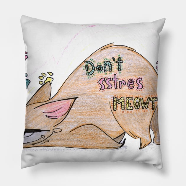 Dont stress funny cat lover gift print Pillow by BalumbaArt