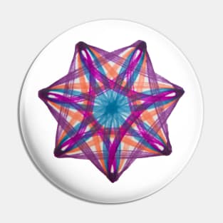 Spirograph Seven-Point Purple Orange Blue Pink Pattern Pin