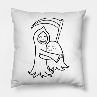 Cute Grim Reaper & Ghost Hug | Friendship | Azrael & Specter | Outlines Pillow