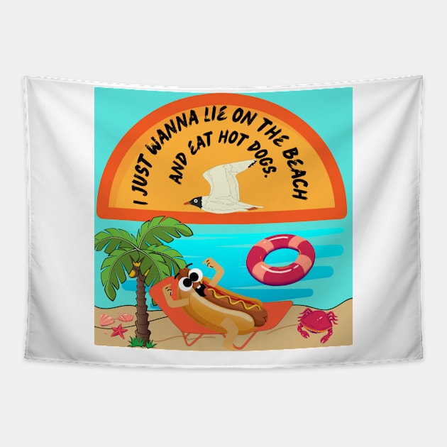 Hot Dog Beach Tapestry by LAMCREART