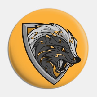 yellow and black loyal badger shield Pin