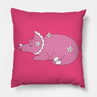 Pink Flowery Triceceratops Pillow