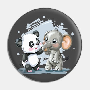 panda bear and an elephant friends Pin