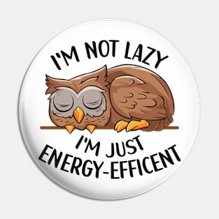 I'm Not Lazy, I'm Energy Efficent, Lazy Owl, Funny saying, Girl's Owl Pin