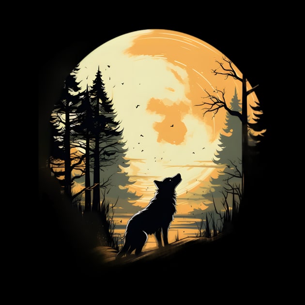 Wolf in a Forest in the Moonlight by Mistywisp