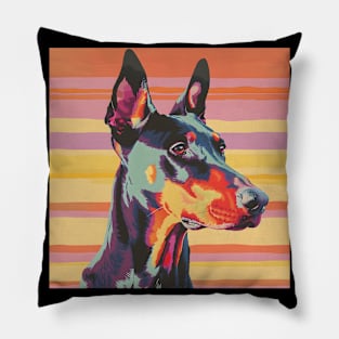 Retro Doberman Pinscher: Pastel Pup Revival Pillow