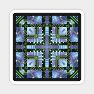 Circuitboard fire Kaleidoscope Pattern (Seamless) 14 Magnet