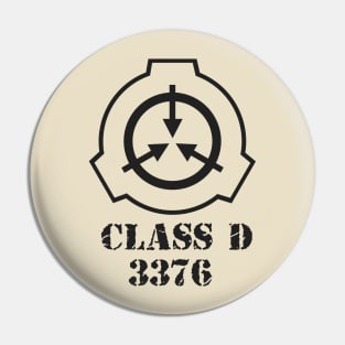SCP Class D Logo Horror Gamer Numbers Pin