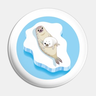 Cute seals family cartoon character design. vector Illustration. Pin