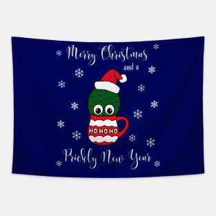 Merry Christmas And A Prickly New Year - Cactus With A Santa Hat In A Christmas Mug Tapestry