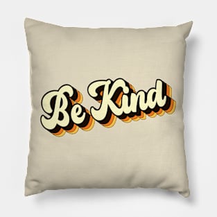 Retro Groovy 70s 3D Calligraphy Be Kind Pillow