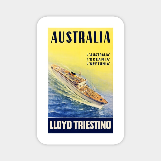 Vintage Travel Poster Australia Lloyd Triestino Magnet by vintagetreasure