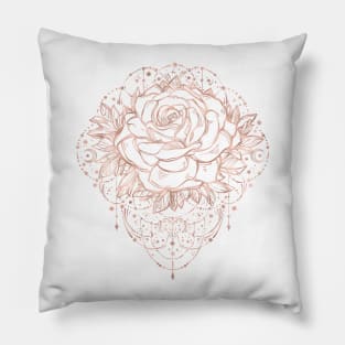 Rosegold Rose Floral Ink Design Pillow