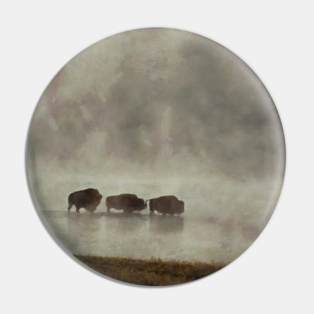 Bison in the Mist Pin by Ryan Rad