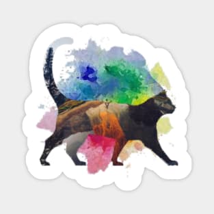 Abstract Cat Contemporary Artist Colorful Gift Magnet