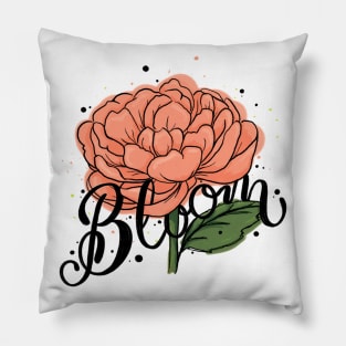 Bloom Flower Illustration Lettering Pillow