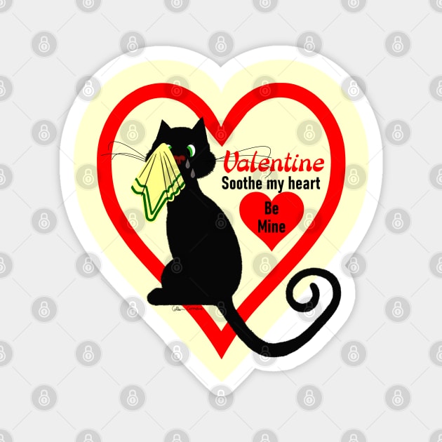 Crying Black Cat Old Fashioned Valentine Vintage Style Magnet by ButterflyInTheAttic