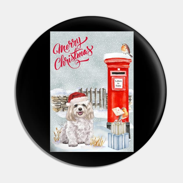 Maltese Dog Merry Christmas Santa Dog Pin by Puppy Eyes