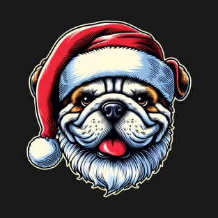 Bulldog as Santa for Christmas T-Shirt