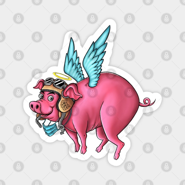 Angel Pig Magnet by DMD Art Studio