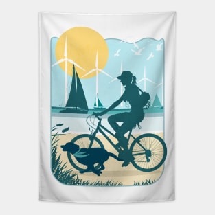 Bicycling on the Beach with Toby Tapestry