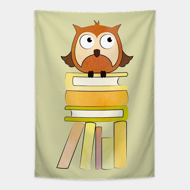 OWL READS Tapestry by Catarinabookdesigns